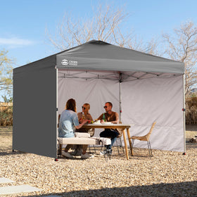 Crown Shades sidewall gray 4-pack packaging and storage image.
