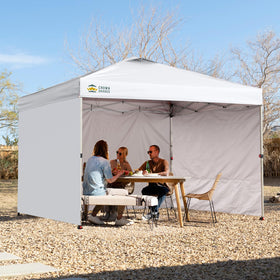 CROWN SHADES silver-coated polyester fabric offers sturdy, weather-ready performance.