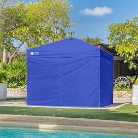 CROWN SHADES 10x10 canopy fit shown with sidewalls installed.