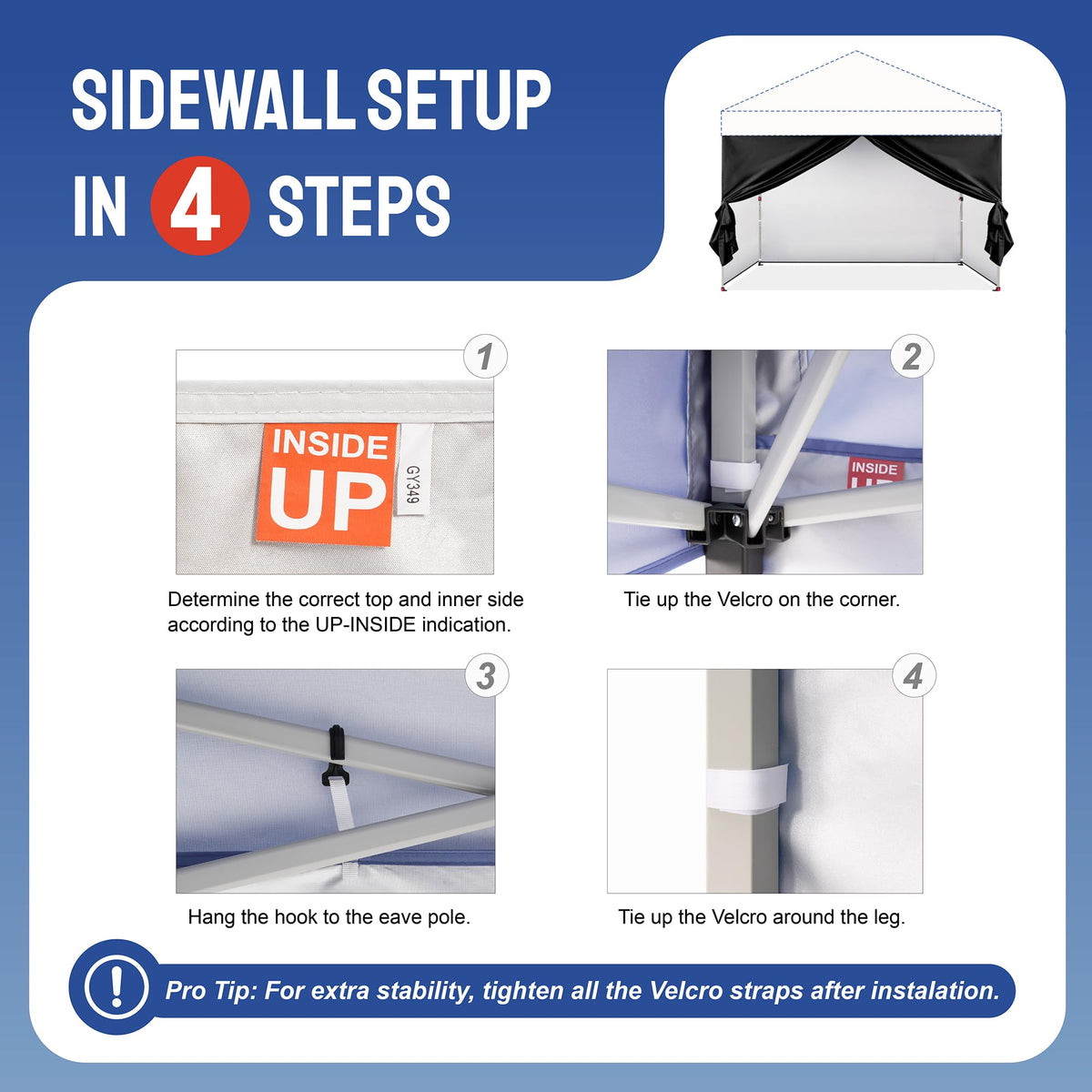 CROWN SHADES silver-coated sidewall delivers waterproofing and UV protection.