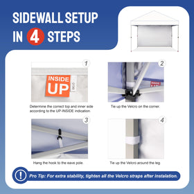 CROWN SHADES SunWall 10x10 canopy compatibility with straight-leg frames.