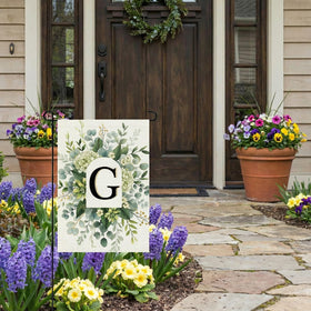 CROWNED BEAUTY initials flag with 26 letter options, personalize your home or gift.