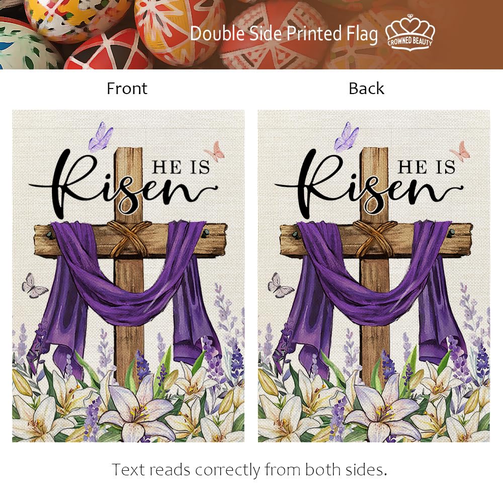 CROWNED BEAUTY burlap-texture easter flag adds rustic charm to yard