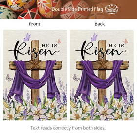 CROWNED BEAUTY burlap-texture easter flag adds rustic charm to yard