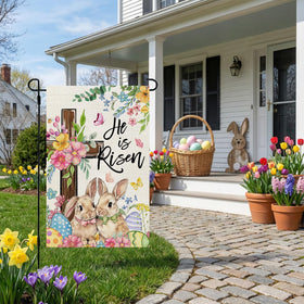 CROWNED BEAUTY Easter flag featuring a cross offers visible charm from all directions.