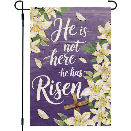 CROWNED BEAUTY Easter garden flag double-sided for outdoor visibility
