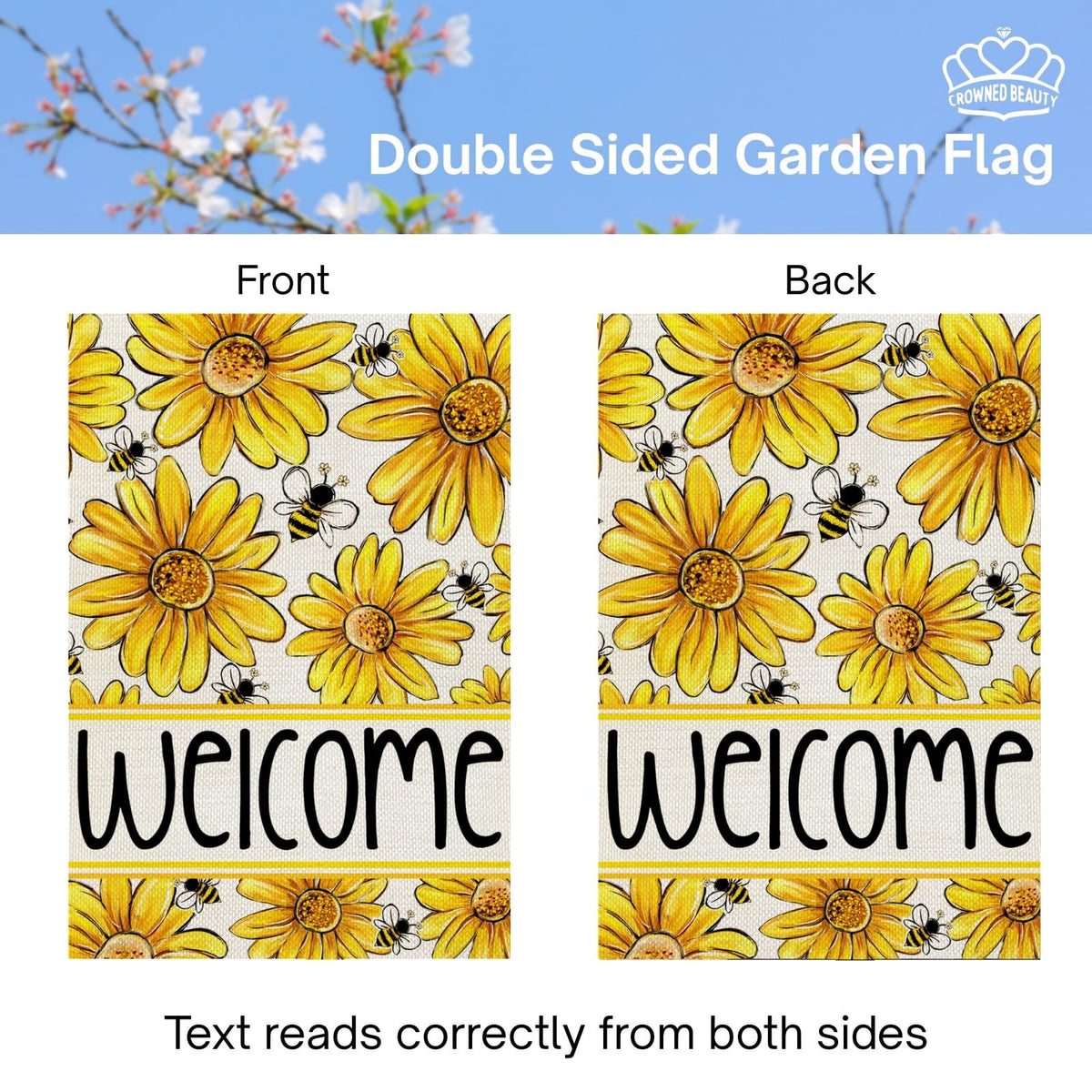 CROWNED BEAUTY floral pastel welcome design creates welcoming curb appeal