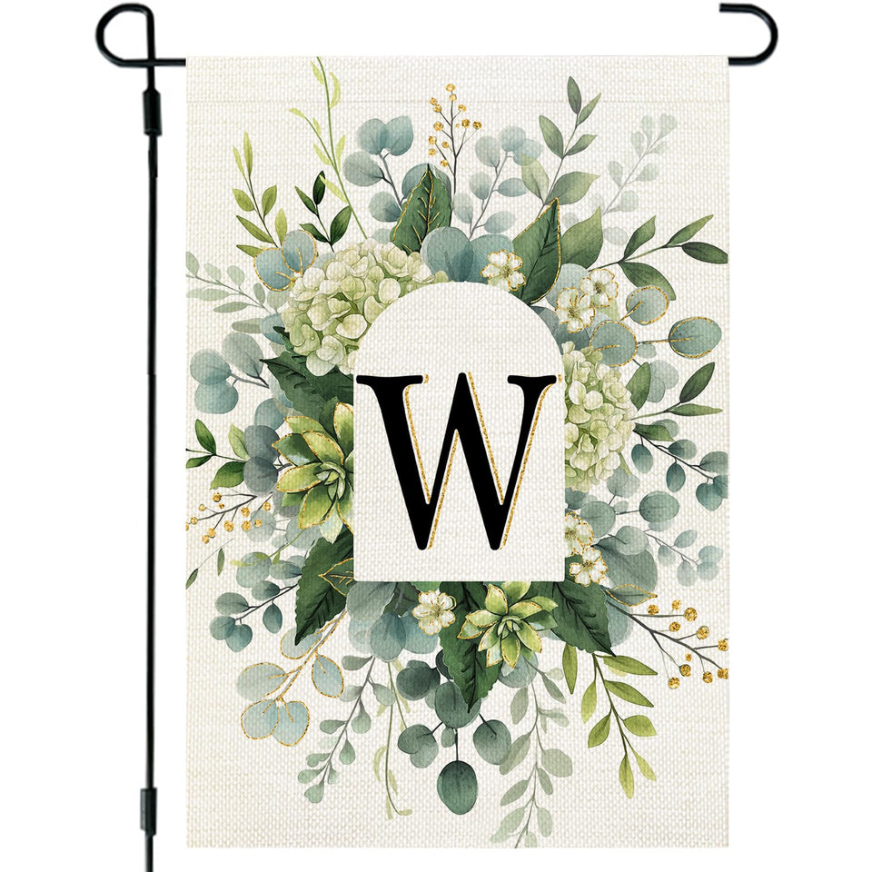 CROWNED BEAUTY monogram garden flag W 12x18 for outdoor welcome display.