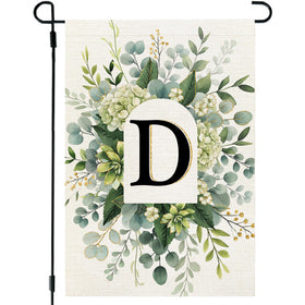 CROWNED BEAUTY monogram garden flag D for outdoor display with seasonal charm