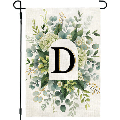 CROWNED BEAUTY monogram garden flag D for outdoor display with seasonal charm