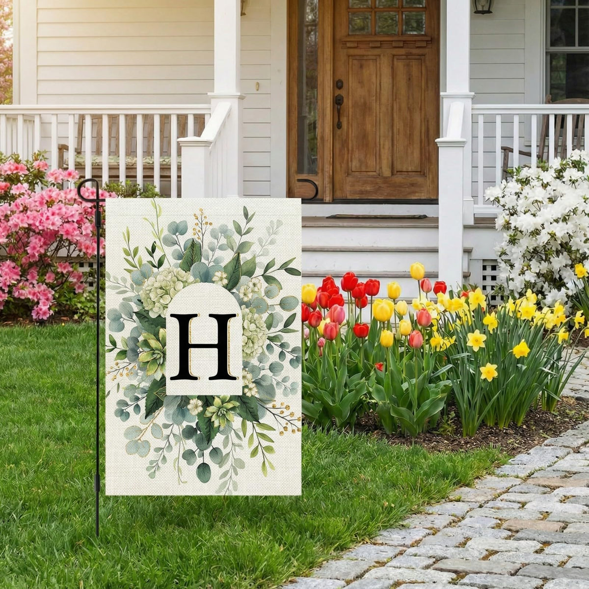 CROWNED BEAUTY monogram botanical design for year-round garden charm