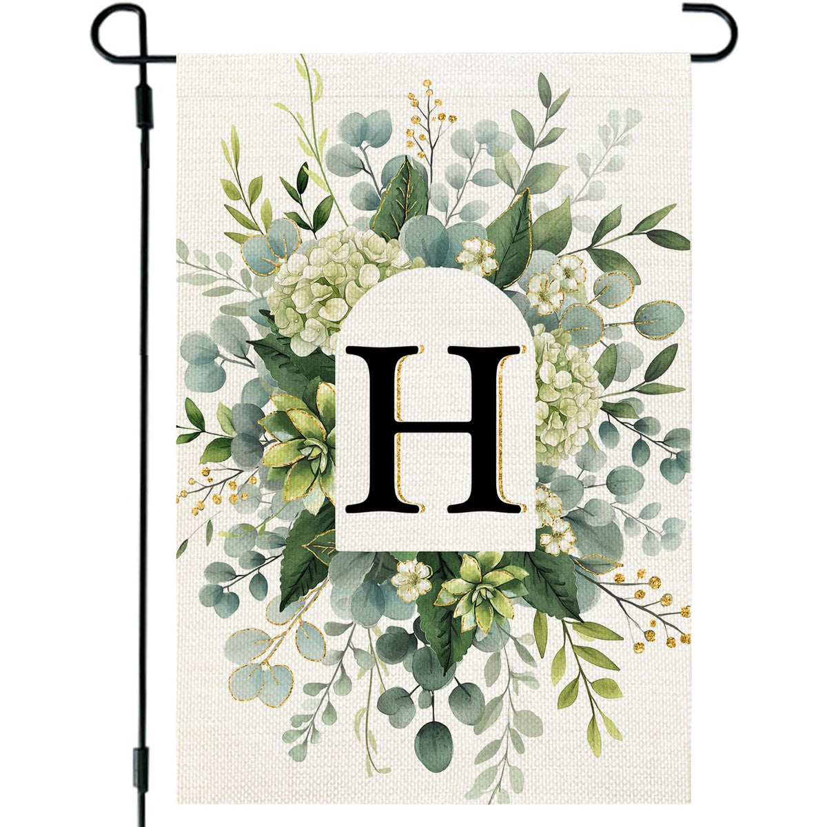 CROWNED BEAUTY monogram garden flag front view for outdoor display