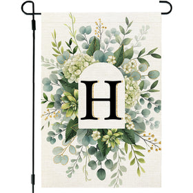 CROWNED BEAUTY monogram garden flag front view for outdoor display