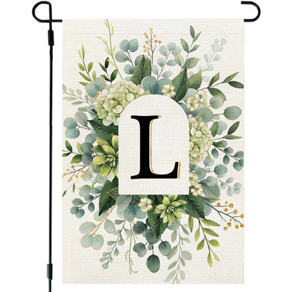 CROWNED BEAUTY monogram garden flag L front view for outdoor welcome