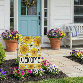 CROWNED BEAUTY spring flowers and butterflies pattern brightens garden spaces
