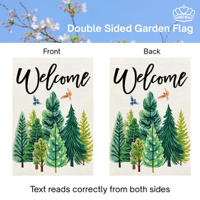 CROWNED BEAUTY garden flag made from burlap-textured fabric for outdoor durability.