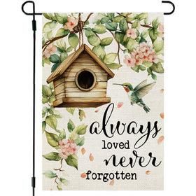 CROWNED BEAUTY spring garden flag with double-sided flowers enhances curb appeal outdoors