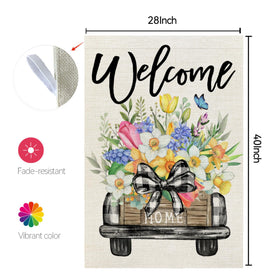 CROWNED BEAUTY flag with sleeve and tabs for easy mounting