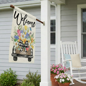 CROWNED BEAUTY Spring House Flag two-sided design visible from both sides