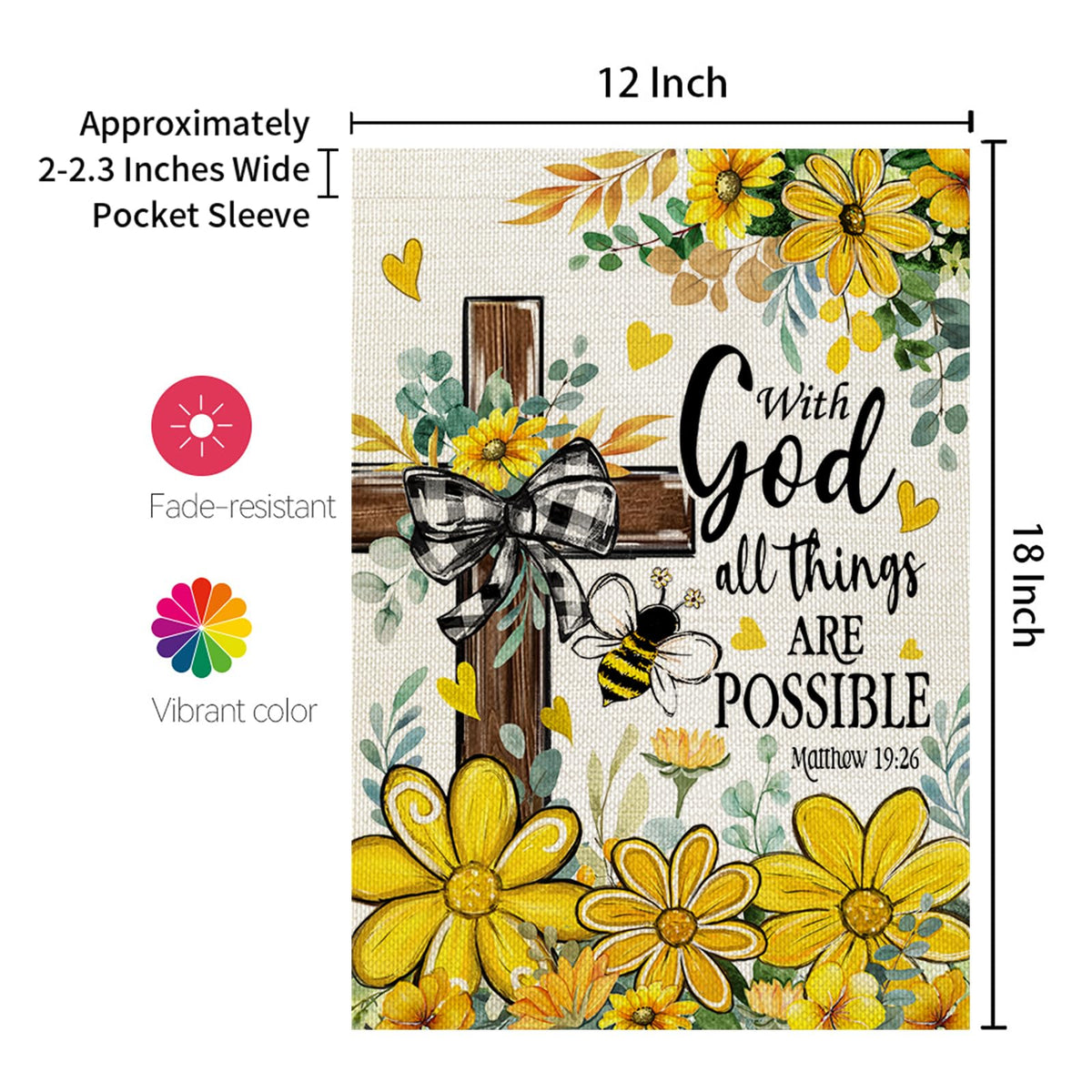 CROWNED BEAUTY 12x18 inch flag size fits standard stands