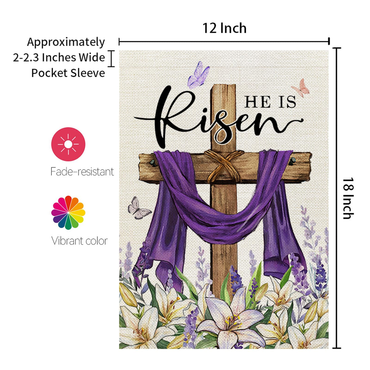 CROWNED BEAUTY UV-resistant easter flag preserves bright colors