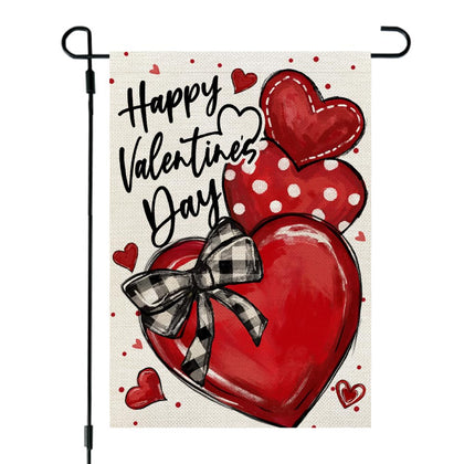 CROWNED BEAUTY Valentine hearts garden flag, 12x18, outdoor decor.