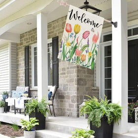 CROWNED BEAUTY weather-resistant flag for seasonal outdoor use.