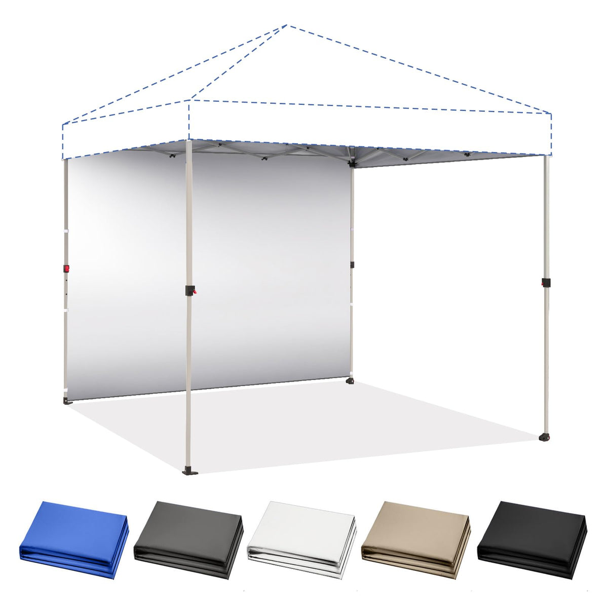 CROWN SHADES SunWall silver-coated sidewall blocks sun for 8x8 canopy