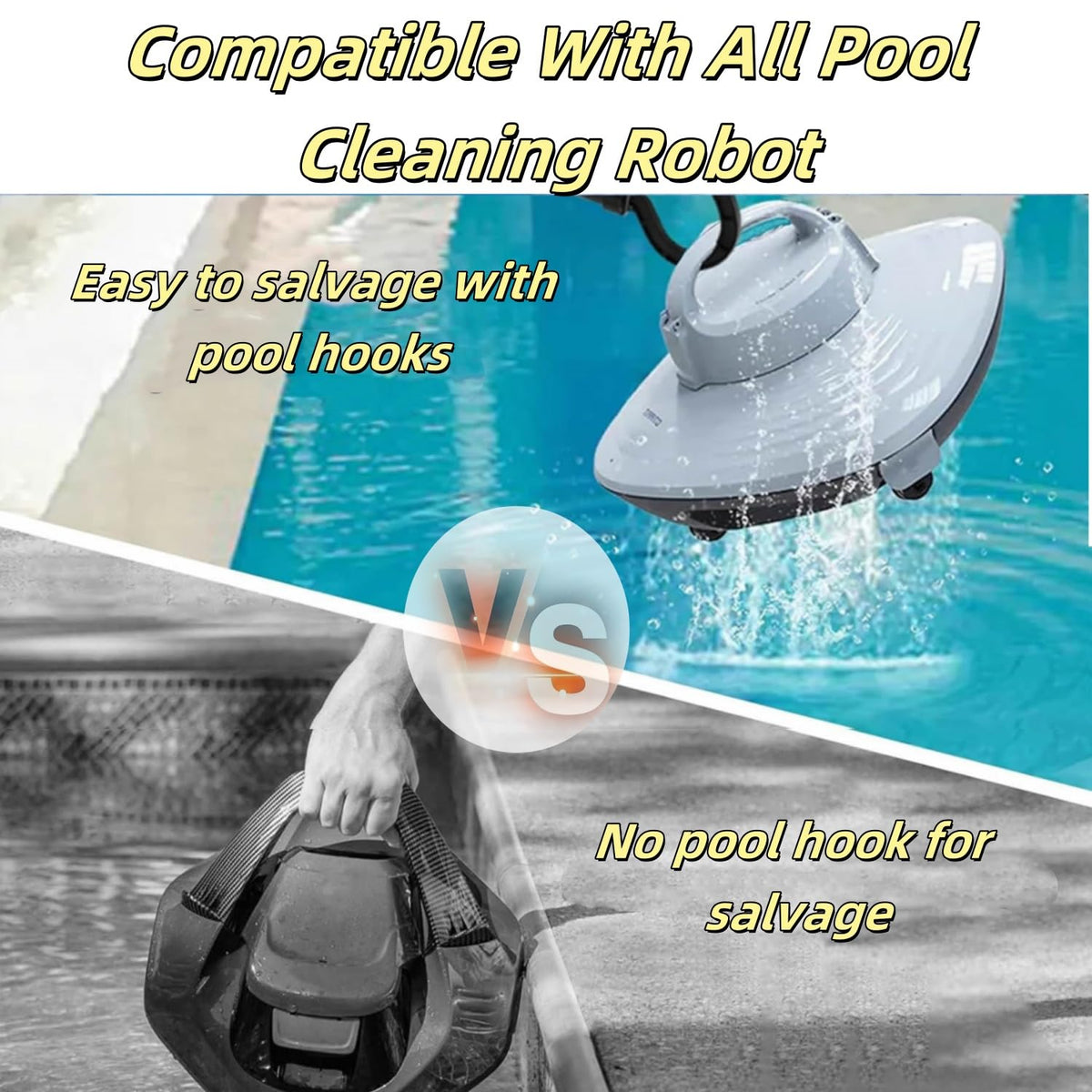 Crssmet two-piece pool equipment hook helps retrieve robots without wet clothes