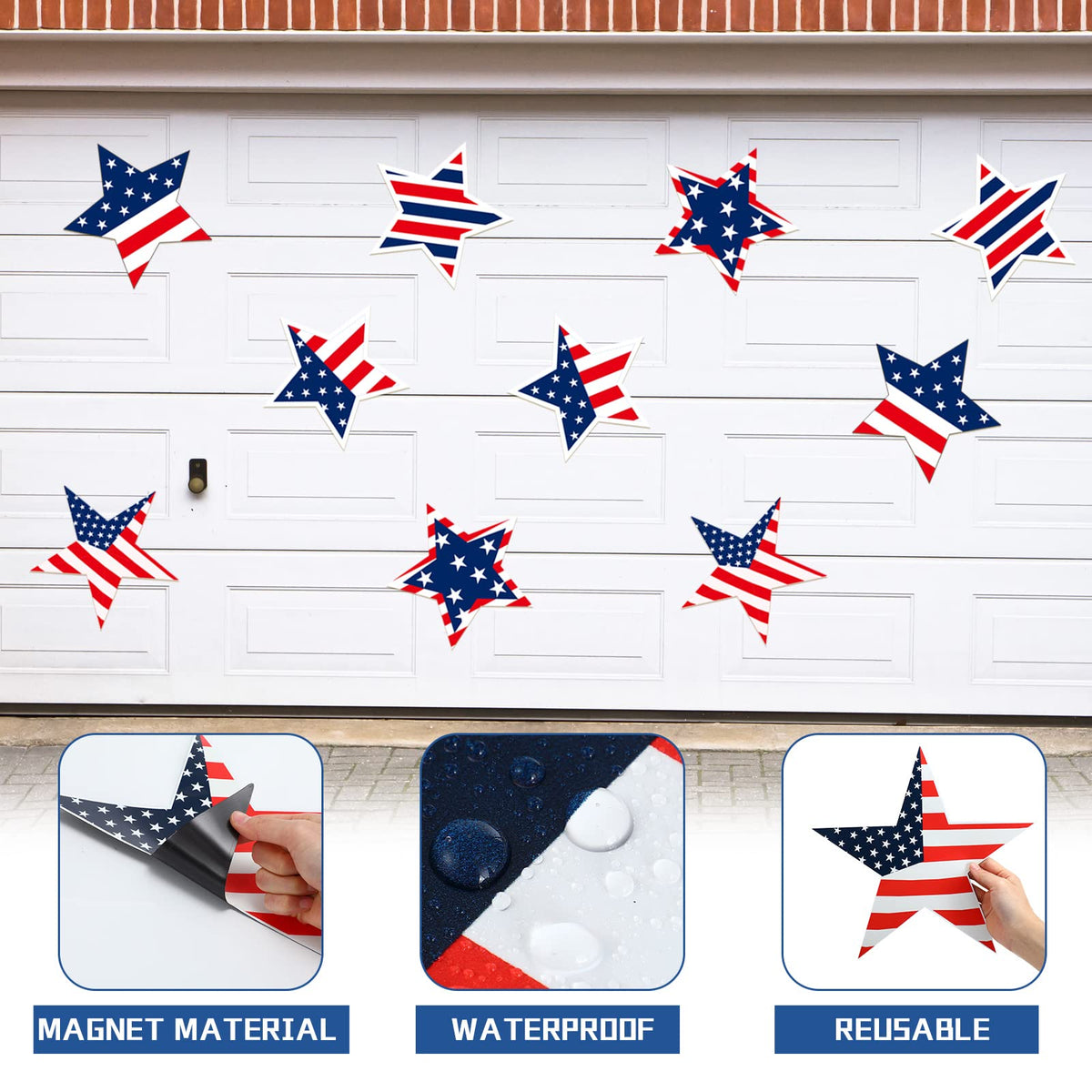 Crtiin star-pattern door decor collection enhances Independence Day charm.
