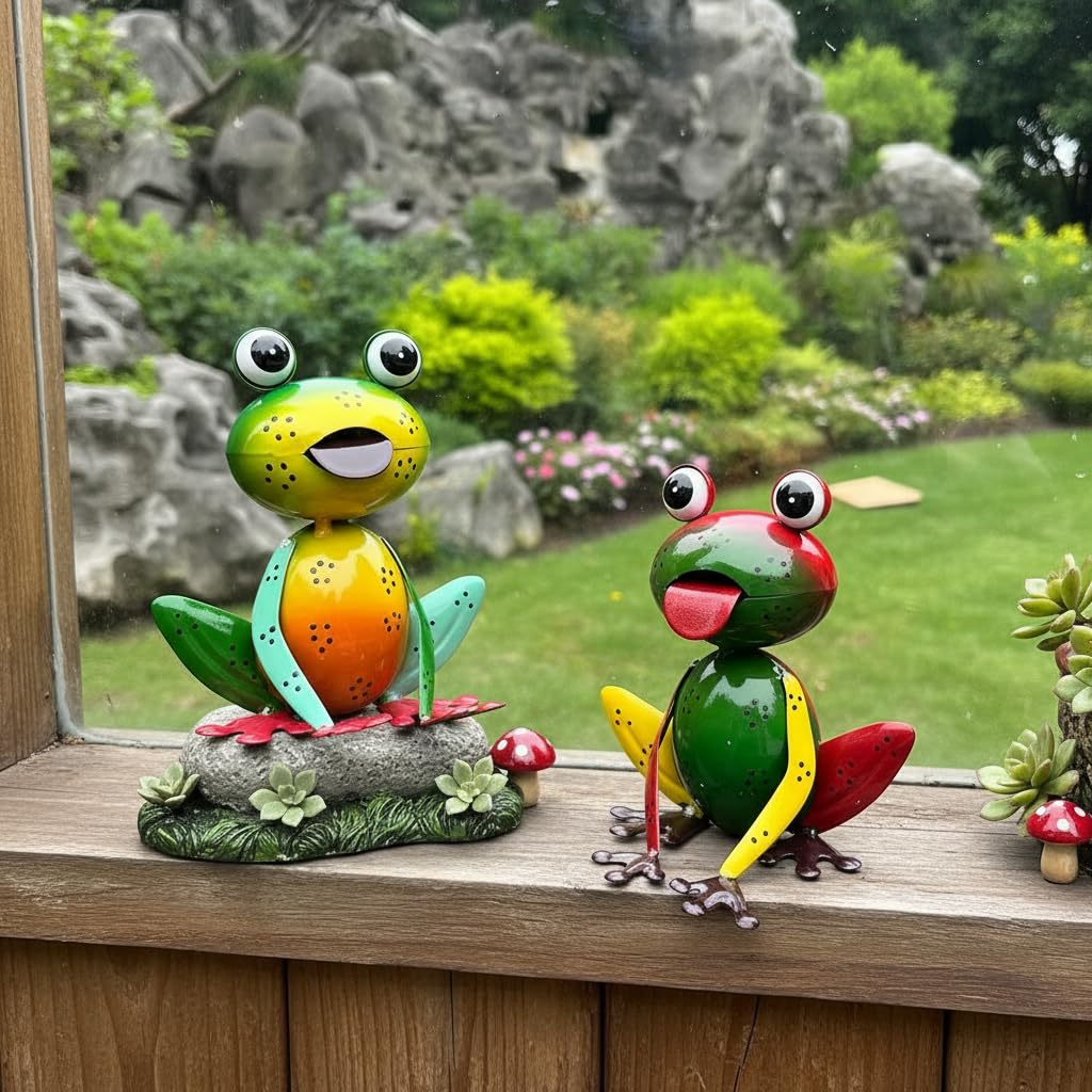 Cruis Cuka frog yard art adds whimsy to patios and fences.