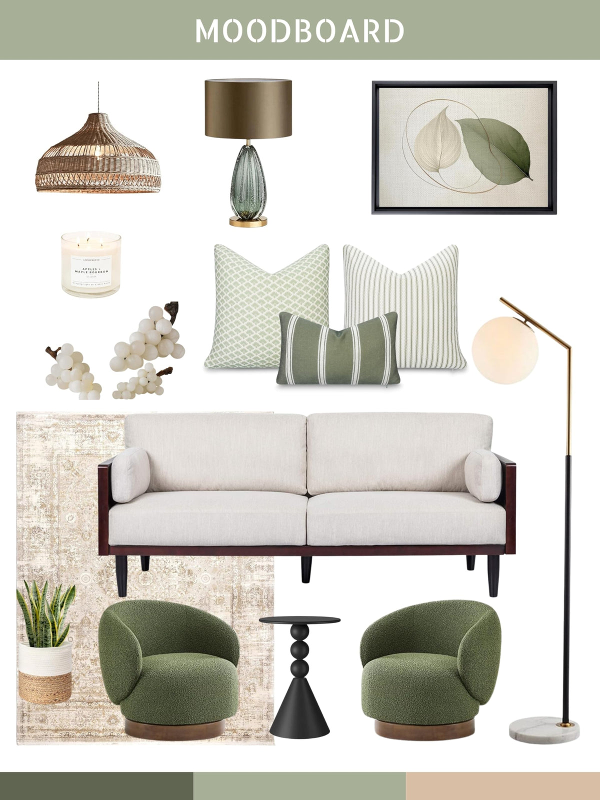 Crumbs Home light-green palm pattern pillow cover adds calm to any space