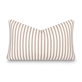 Crumbs Home lumbar pillow cover front view with cocoa brown wave stripes for indoor outdoor decor