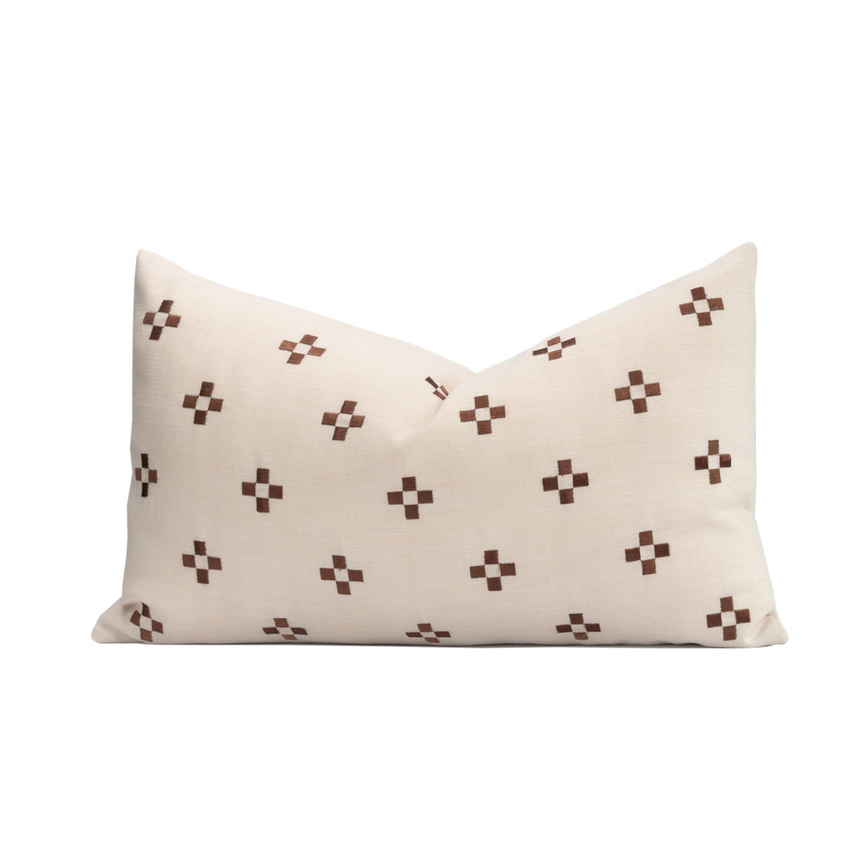 Crumbs Home modern farmhouse linen lumbar pillow cover, 12x20, ideal for couch or outdoors.