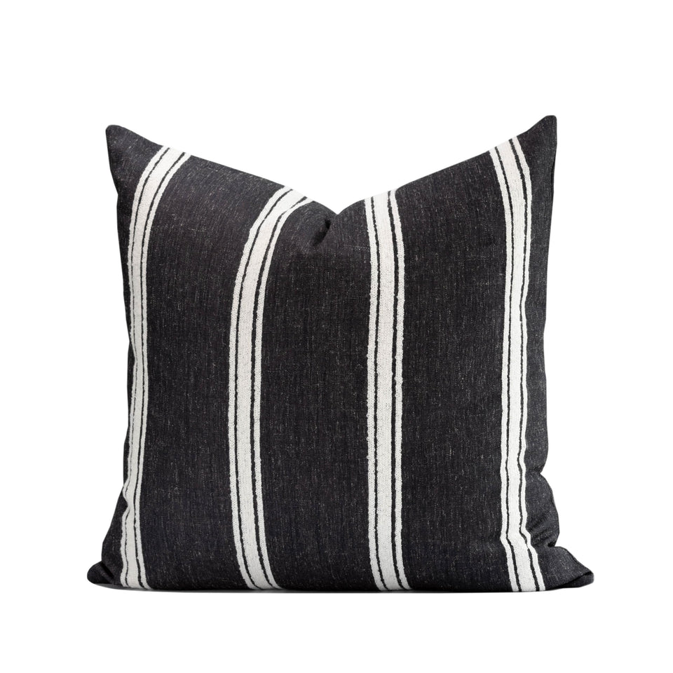Crumbs Home modern farmhouse pillow cover with front embroidery and striped detail for stylish décor.