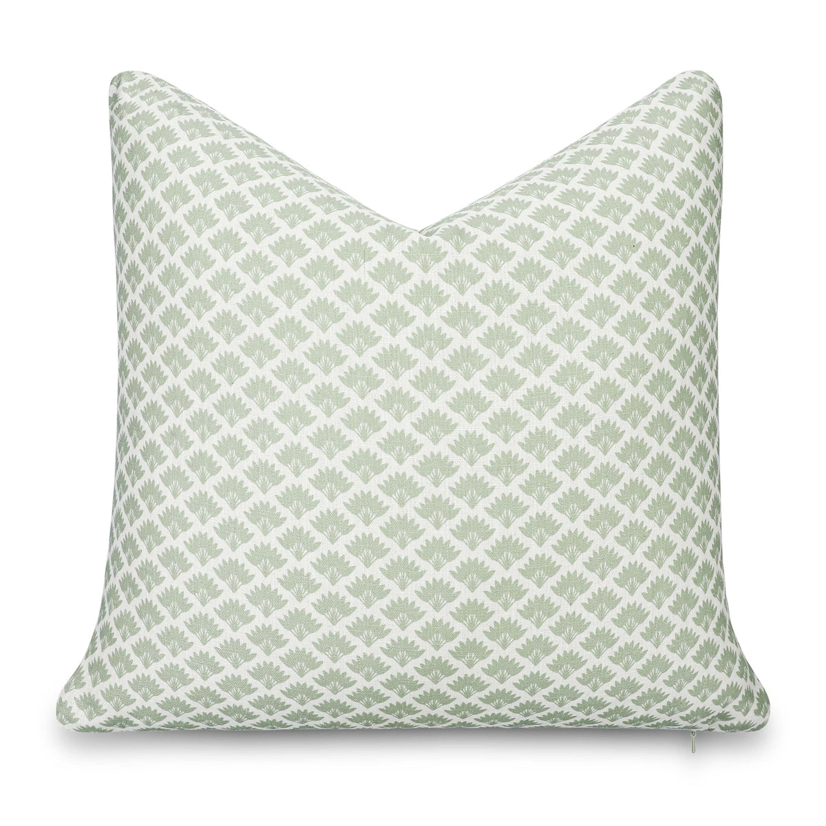 Crumbs Home Ravenala palm tree pillow cover in light green for versatile indoor-outdoor style