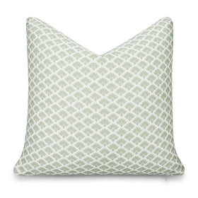 Crumbs Home Ravenala palm tree pillow cover in light green for versatile indoor-outdoor style
