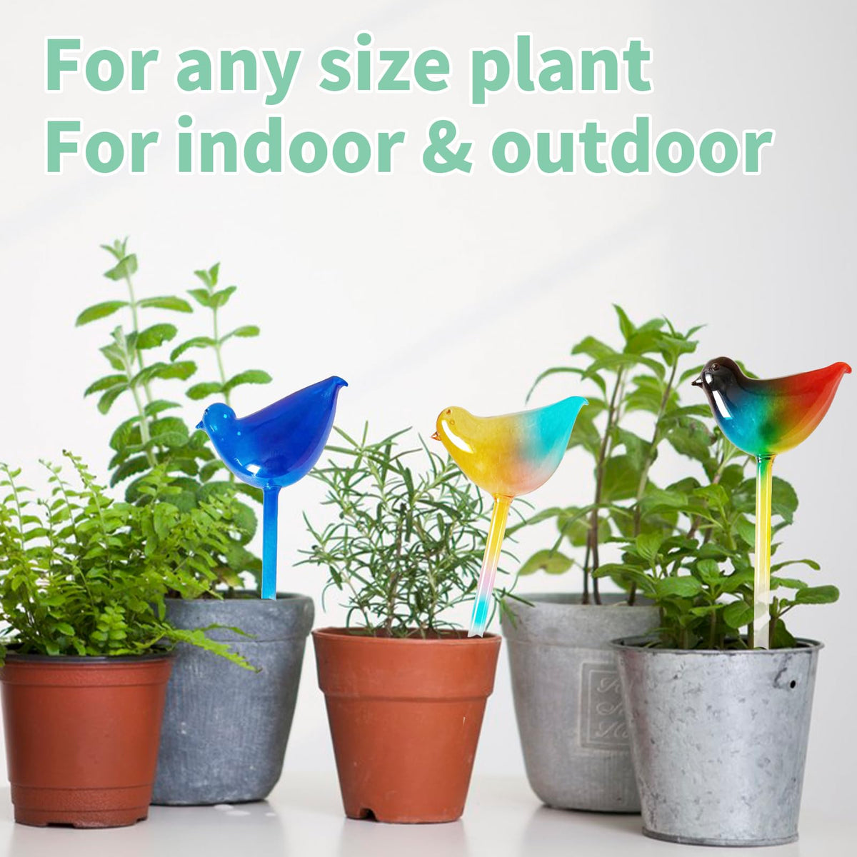 CRVAJJWT self-watering globes in action for outdoor container plants.