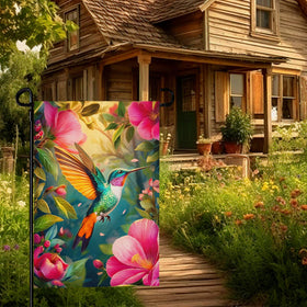 Cryfox double-sided flag, readable from both sides for full garden visibility.