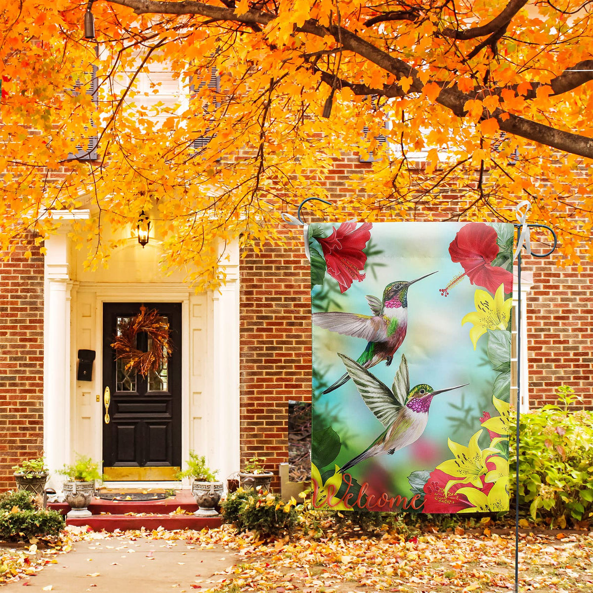 Cryfox flower garden flag greeting guests in bloom