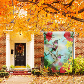 Cryfox flower garden flag greeting guests in bloom