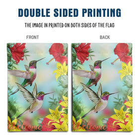 Cryfox hummingbird flag back view with double-sided print
