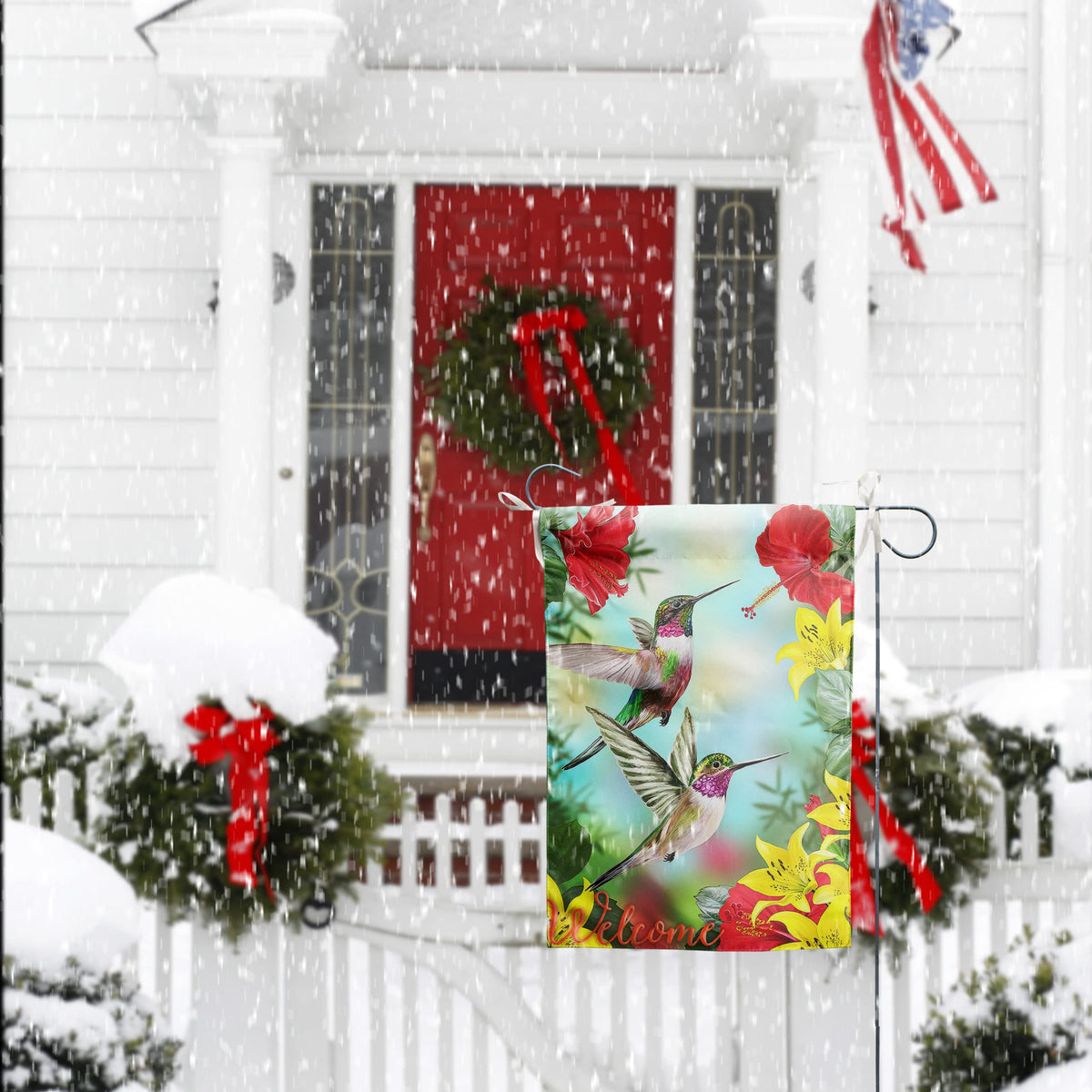 Cryfox hummingbird flag weather-resistant polyester material