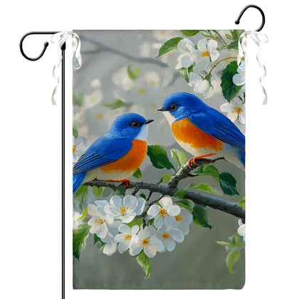 Cryfox spring flowers birds garden flag 12x18 adds color to outdoor decor.