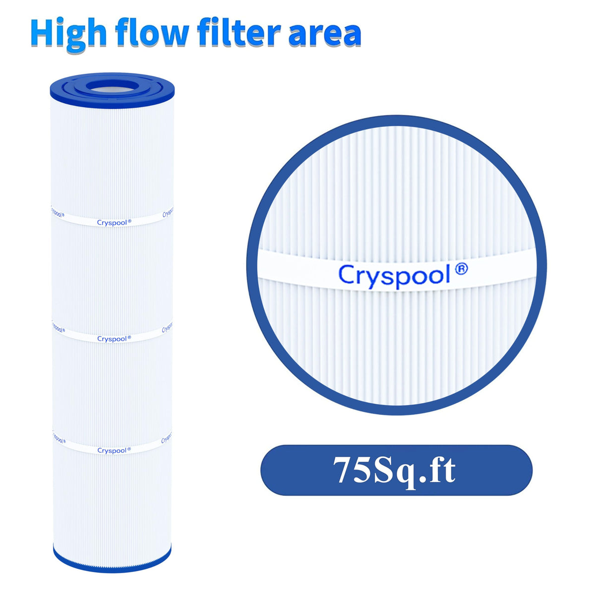 Cryspool 04086 offers 75 sq ft filtration area for thorough spa water processing