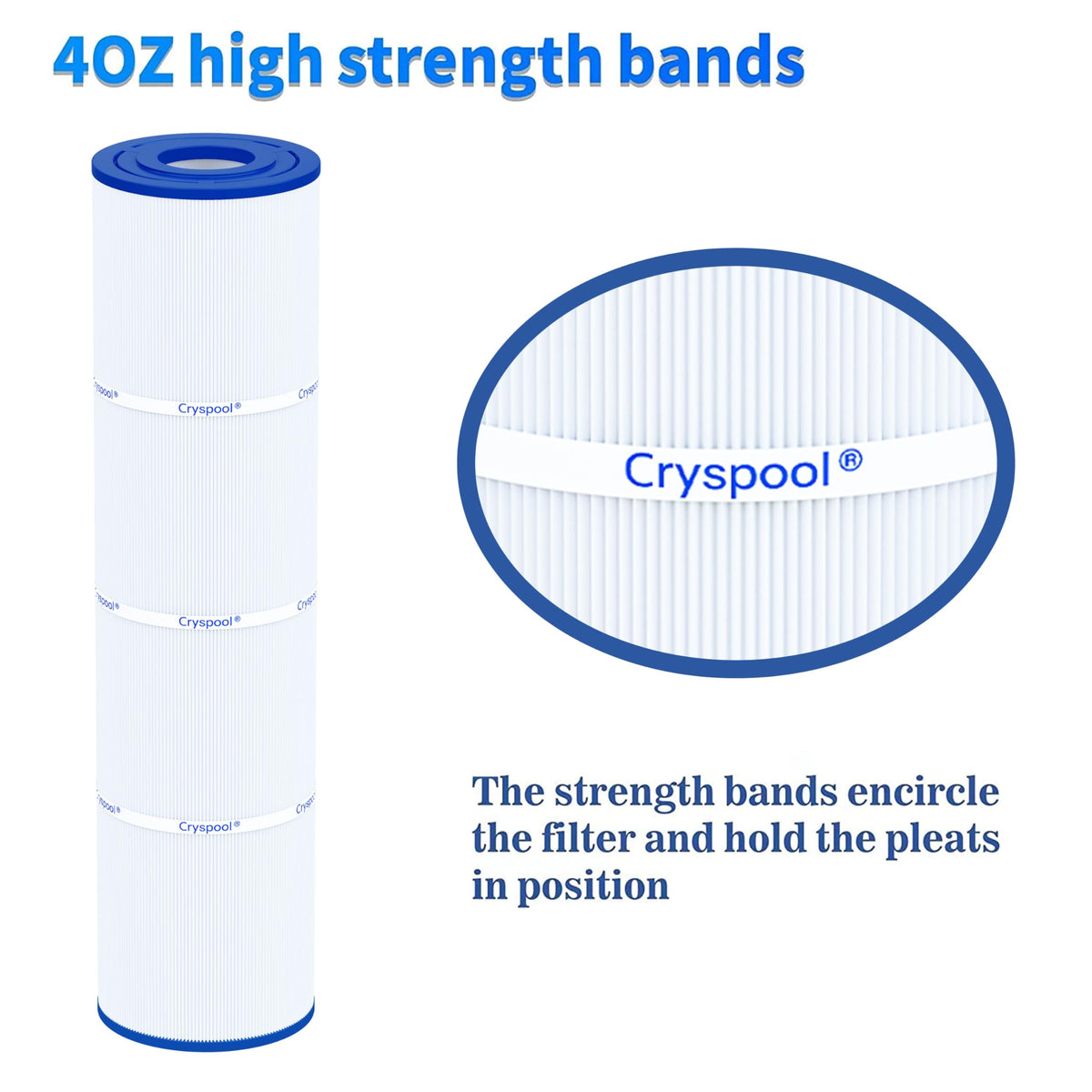 Cryspool 04086 filter with durable end caps stays securely in place