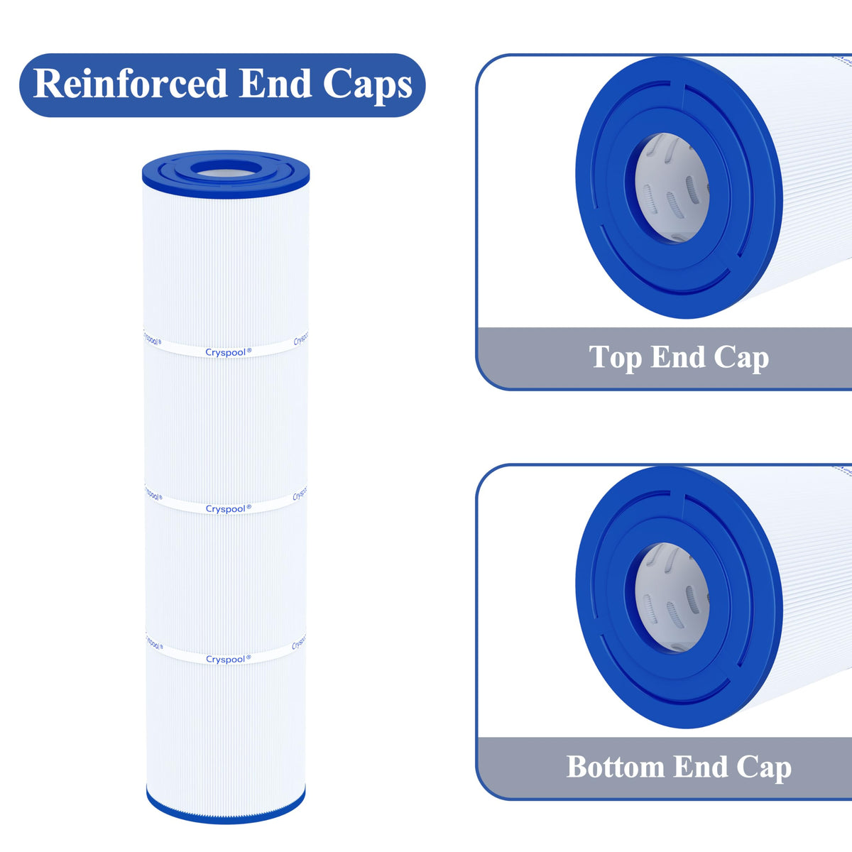 Cryspool 04086 filter features easy-clean trilobal pleats for better impurity capture