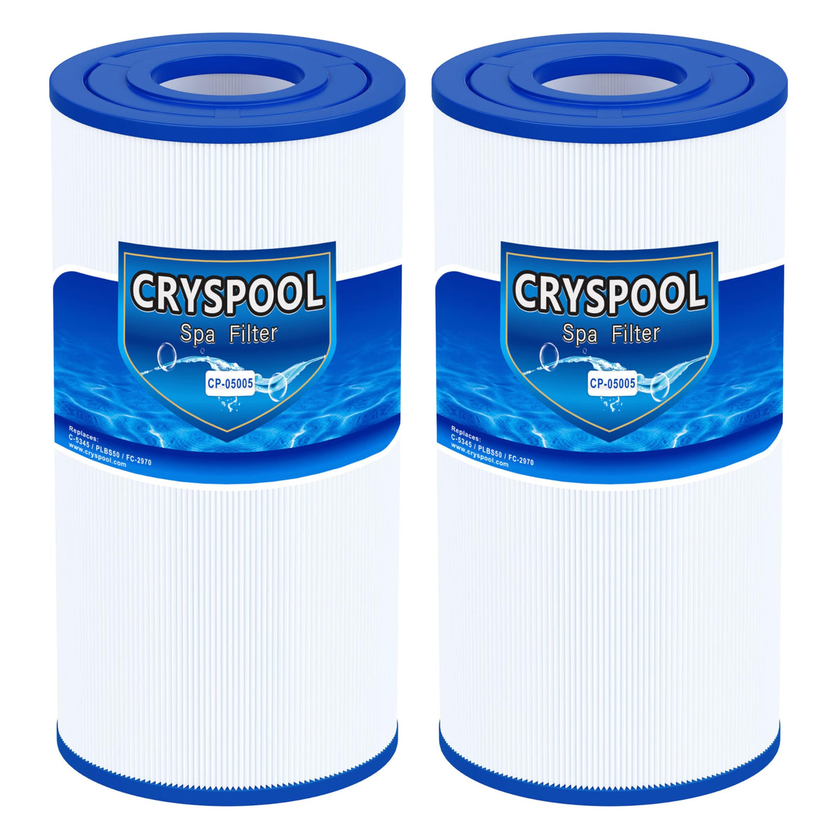 Cryspool 05005 filter side view shows rugged spa filtration build.
