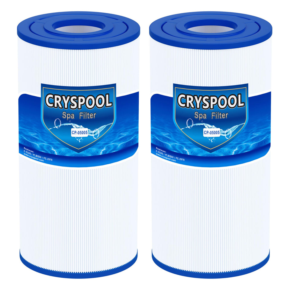 Cryspool 05005 filter side view shows rugged spa filtration build.