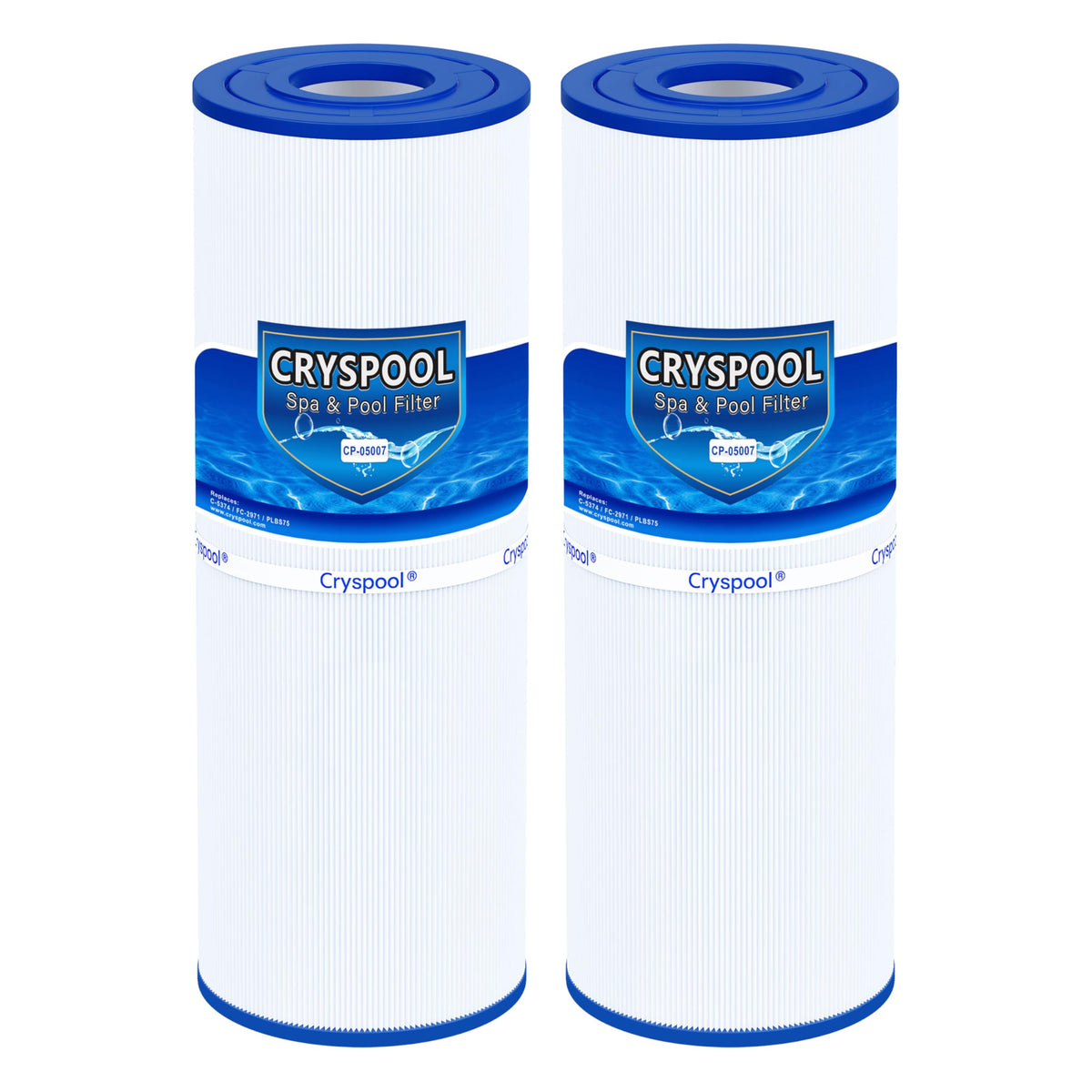 Cryspool 05007 spa filter cartridge top view with 75 sq ft filtration.